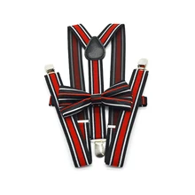Взрослые Подтяжки галстук бабочка набор полосатый узор мягкий полиэстер материал 120 см длина бандаж галстук набор для женщин и мужчин дешево