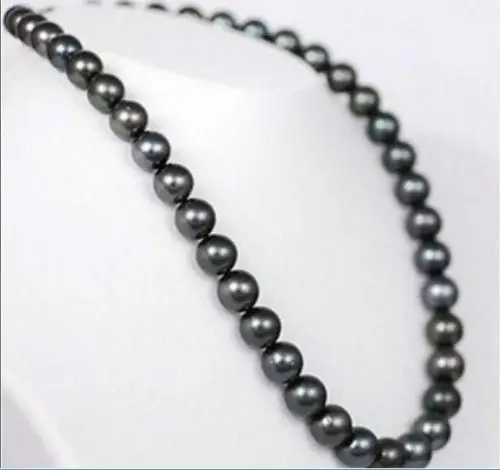 

Free Shipping >>FASHION 18" 9-10 MM SOUTH SEA NATURAL black PEARL NECKLACE 14K GOLD CLASP