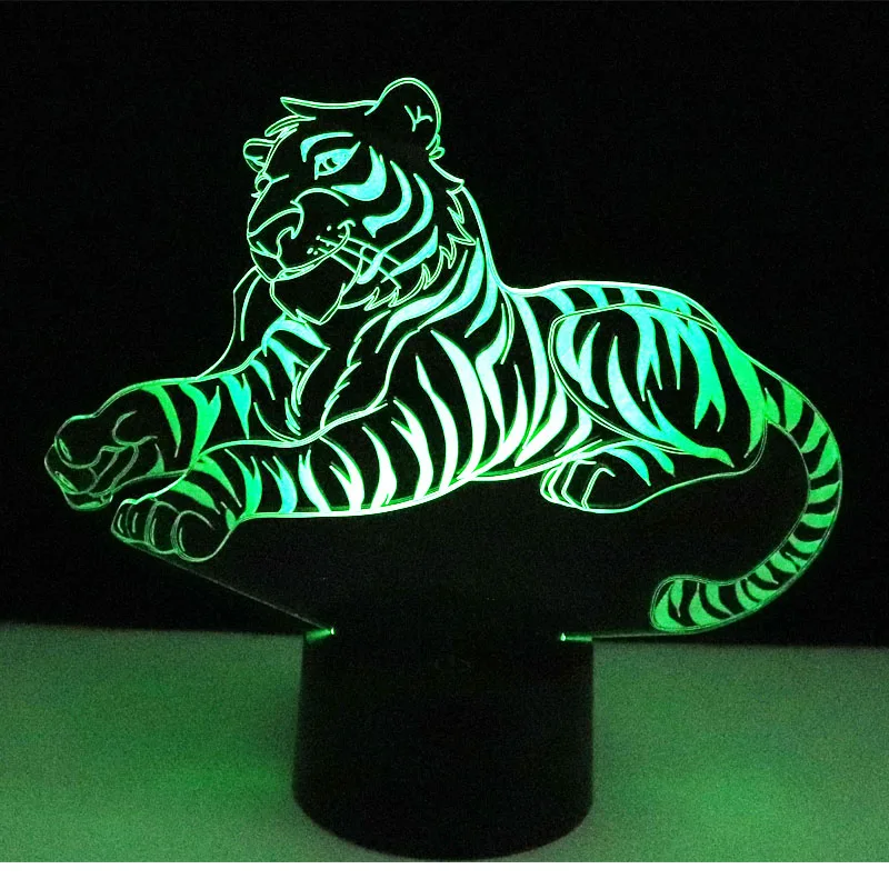 3D светодиодный ночник s Tiger с 7 цветами светильник для украшения дома потрясающая