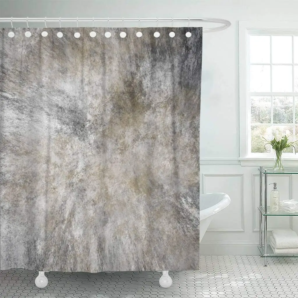 Fabric Shower Curtain with Hooks Abstract Designed Grunge Aged Ancient