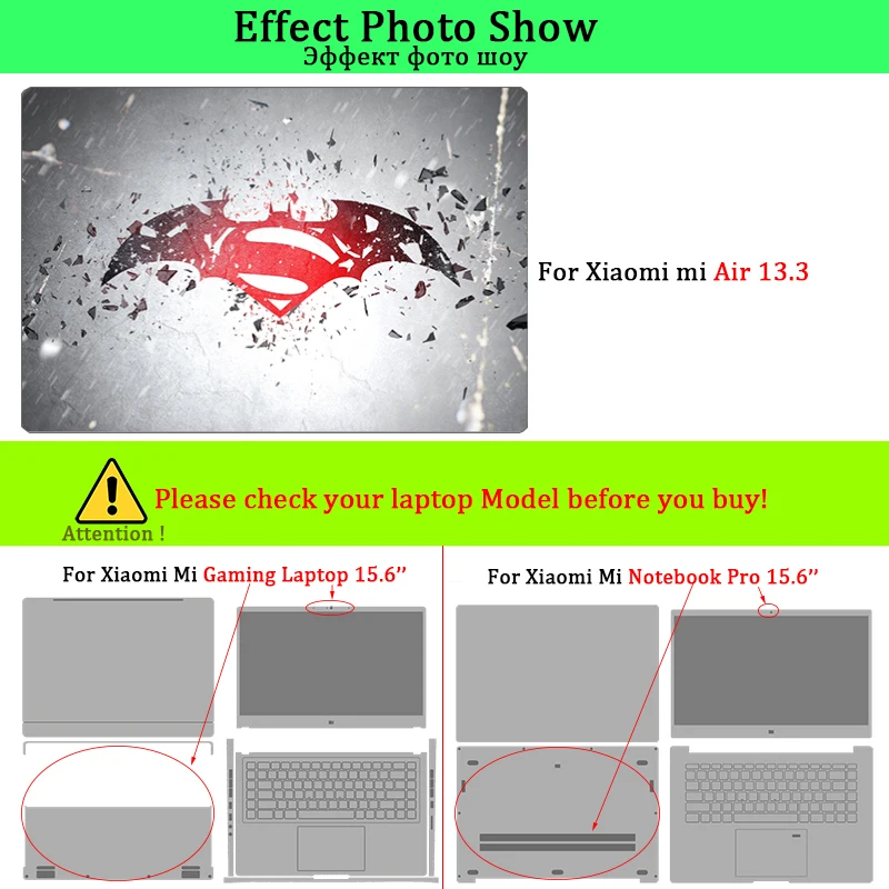 Laptop Sticker For Xiaomi Mi Notebook Pro 15.6'' Mi Air 13.3 inch Diy Colorful Skin Sticker For Xiaomi Mi Gaming Laptop 15.6''
