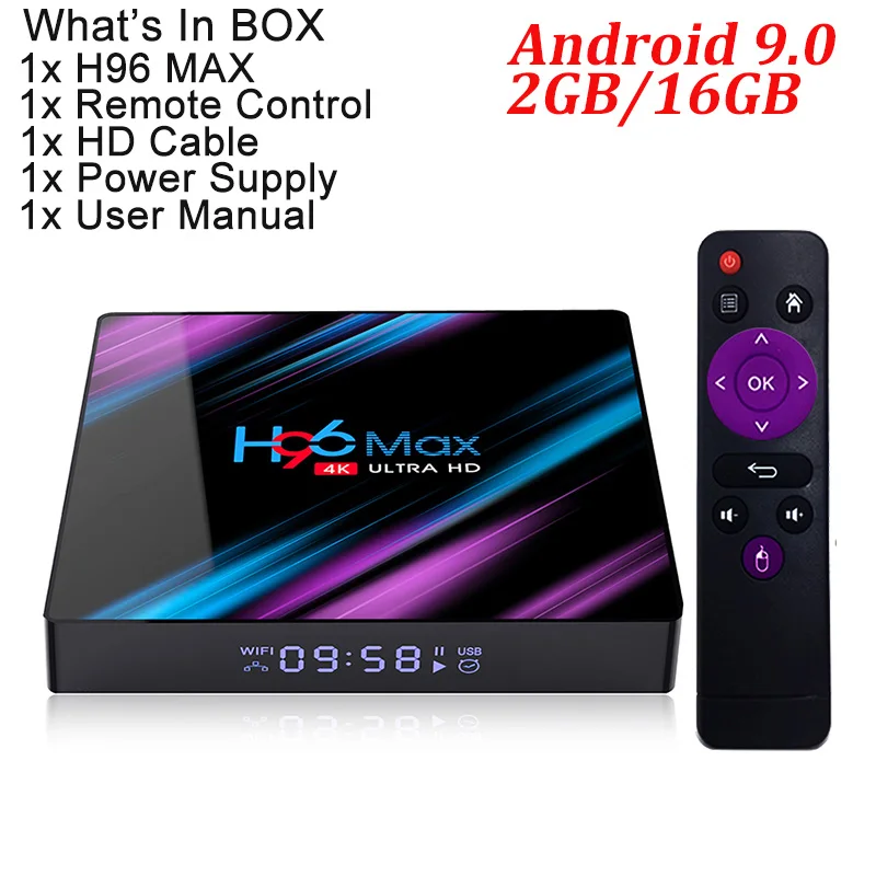 H96 MAX ТВ приставка Android 9,0 Rockchip RK3318 4 ГБ 32 ГБ 64 Гб 4 к Смарт ТВ приставка 2,4G 5G WiFi BT 4,0 H.265 2 Гб 16 Гб медиаплеер H96MAX - Цвет: 2GB 16GB