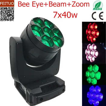 

6pcs/lot Professional LED Zoom Wash 7x40w LED Bee Eye Stage Light Moving Head Beam Wash Lumiere for Nightclub Show Disco