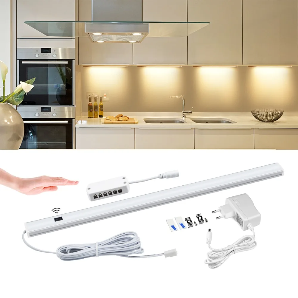 

30/40/50cm Hand Sweep LED Night light 12V Hand Scan Wave Sensor LED Bar light Strip Cabinet Bed Wardrobe Closet lamp Decoration