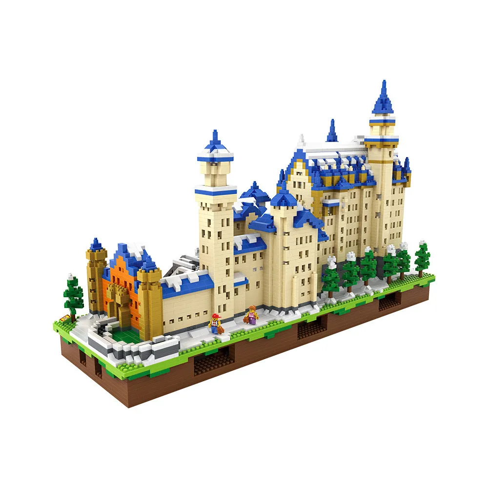 6800 шт. LOZ алмазные блоки Neuschwanstein DIY строительные игрушки Лебедь Каменный Замок мир