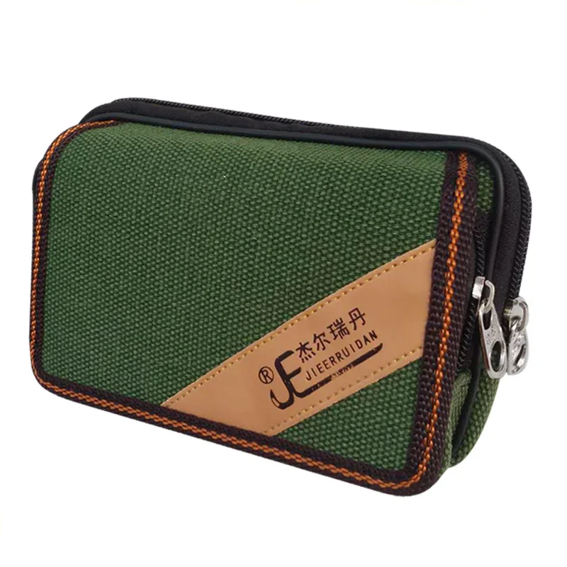 

Men Waist Packs MIni 4-inch Zipper Canvas Mobile Phone Pockets Camouflage Army Green Field Tactics Belt Pockets