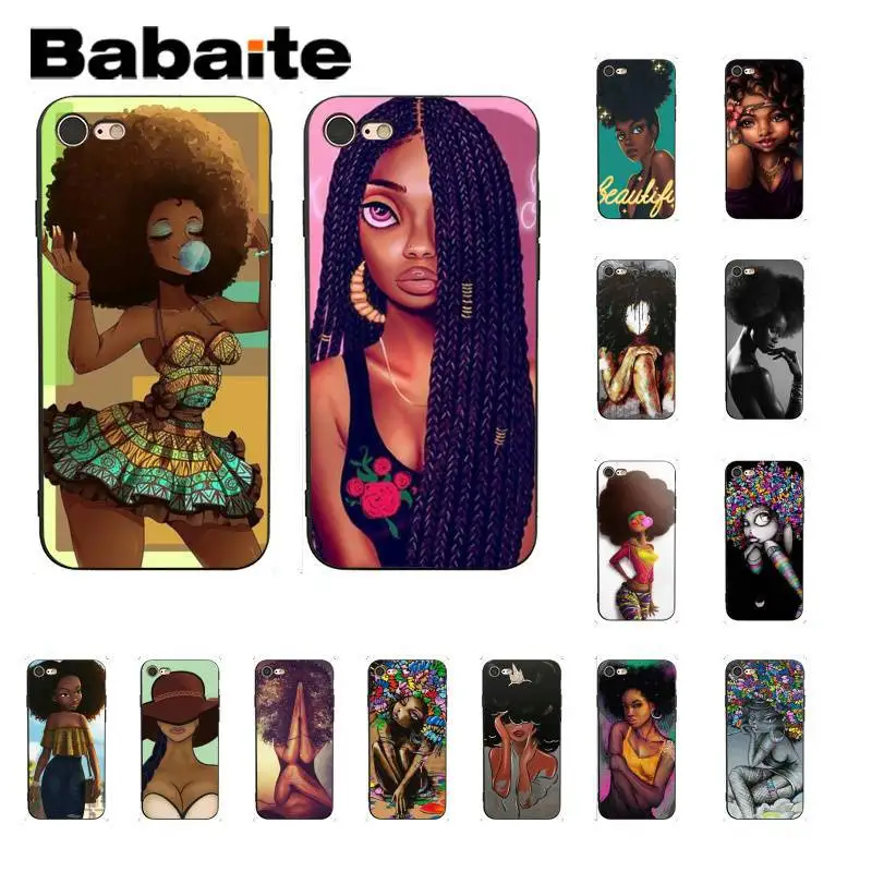 

Babaite Afro Girls thin Cover Black Soft Shell Phone Case for iPhone X XS MAX 6 6s 7 7plus 8 8Plus 5 5S SE XR 11 11pro 11promax