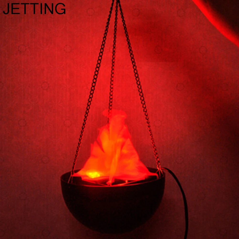 Halloween Supplies LED Hanging Fake Flame Lamp Torch Light Fire Pot