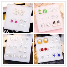 

Stud carnation earrings woman 6 pairs boxed earrings pearls are natural opal silver 925 jewelry diamond fashion jewelry