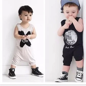

children wear baby romper clothes jumpsuits cotton vest playwear letter print kids infant wear