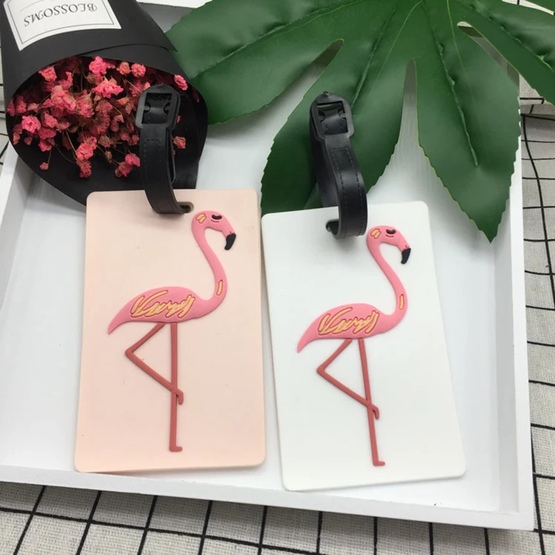 Cartoon Cute flamingo Luggage Tag Travel Accessories Silica Gel Suitcase ID Address Holder Baggage Boarding Tags Portable Label Cartoon Cute flamingo Luggage Tag Travel Accessories Silica Gel Suitcase ID Address Holder Baggage Boarding Tags Portable Label