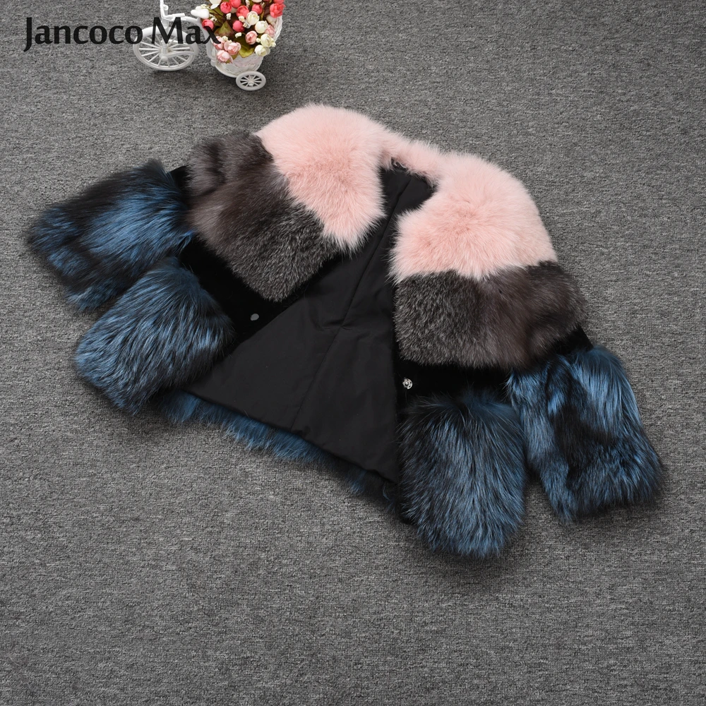 Fashion Style Women's Real Fox Fur Coat Winter Thick Warm Mix Color Natural Fur Jacket Top Quality 2019 New Arrival S7459