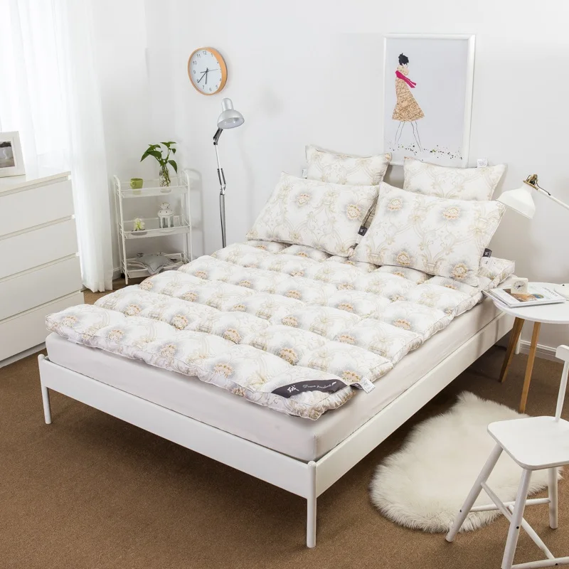

TUTUBIRD 5~7KG Duck Goose Down Bed Mattress Cover Pad High Quality Winter Warm Mattress Protector Cotton Fitted Sheet Covers