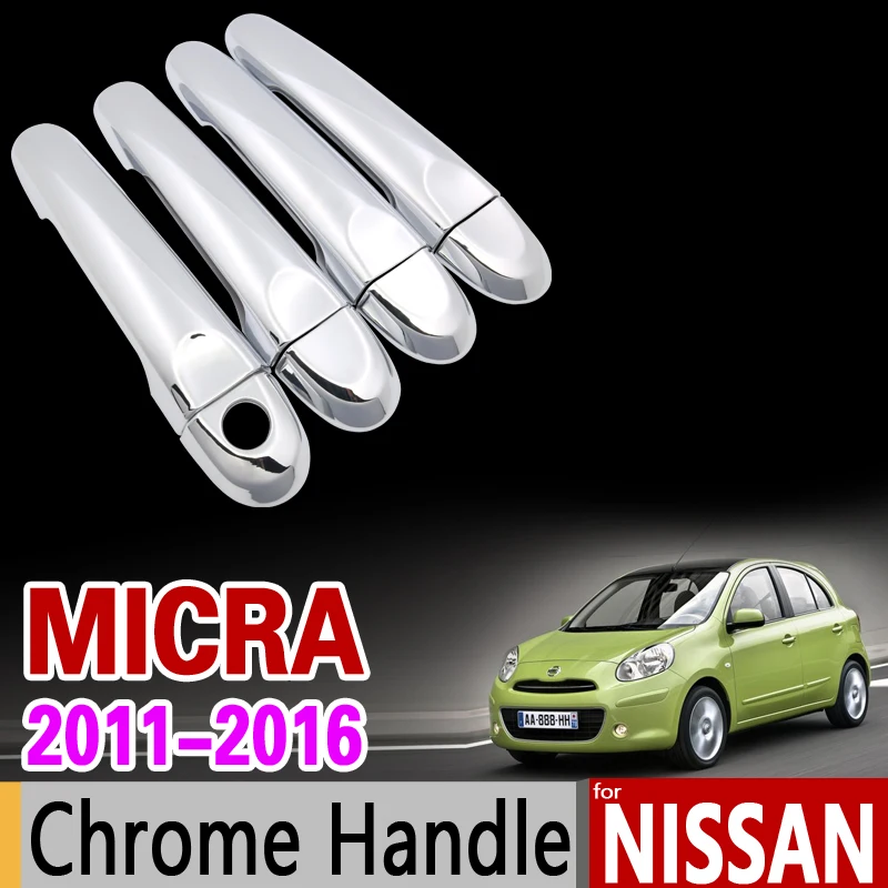 Для Nissan Micra K13 Хромированная ручка Накладка March Renault Puls 2011 2012 2013 аксессуары наклейки для стайлинга автомобилей