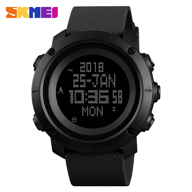 SKMEI 1430/1431 мужские спортивные часы с компасом калорий, 50 метров водонепроницаемые часы для бега на открытом воздухе, скалолазания - Цвет: 1430 Full Black Watc