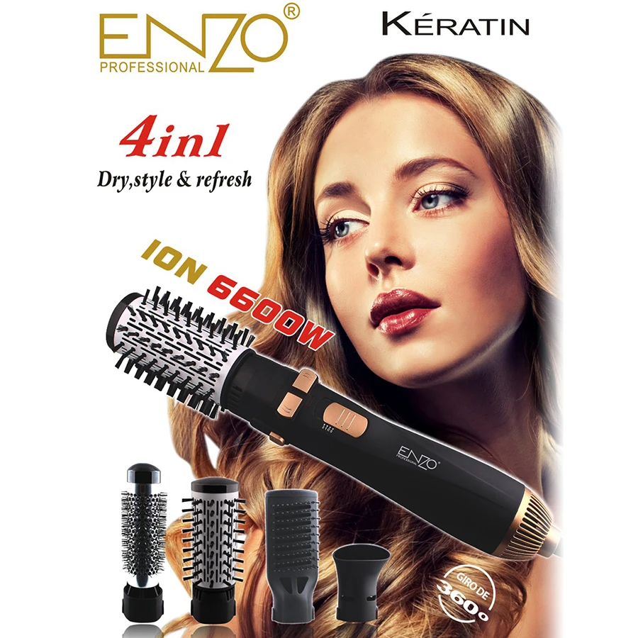 

ENZO Professional 4 in 1 Multfunctional Hair Dryer Comb Electric Rotating Hair Dryer Brush Curling Hair Straightener Hair