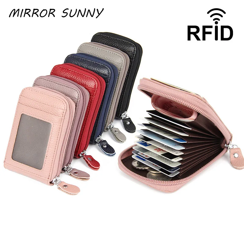 

MS011 First Layer Cow Leather RFID Anti-theft Card Wallet Korea Genuine Leather Business Credit Card ID Holder Multi-card Purse