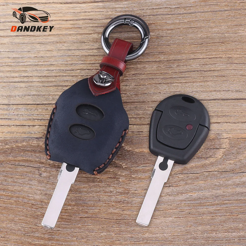 

DANDKEY Genuine Leather Protector Key Case Cover Holder For VW Polo Golf Jetta Sharan Seat Ibiza Leon Toledo Altea SKODA FABIA