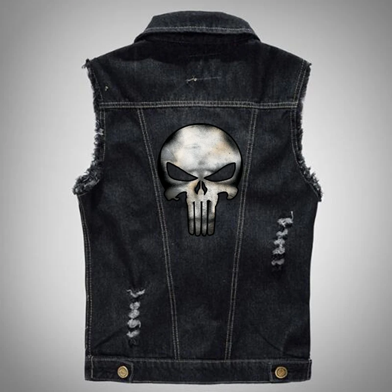 Digital Camou Vintage Pattern The Punisher Male Denim Vest Men Sleeve Jeans Jacket Plus Size 5XL 6XL Digital Camou Vintage Pattern The Punisher Male Denim Vest Men Sleeve Jeans Jacket Plus Size 5XL 6XL