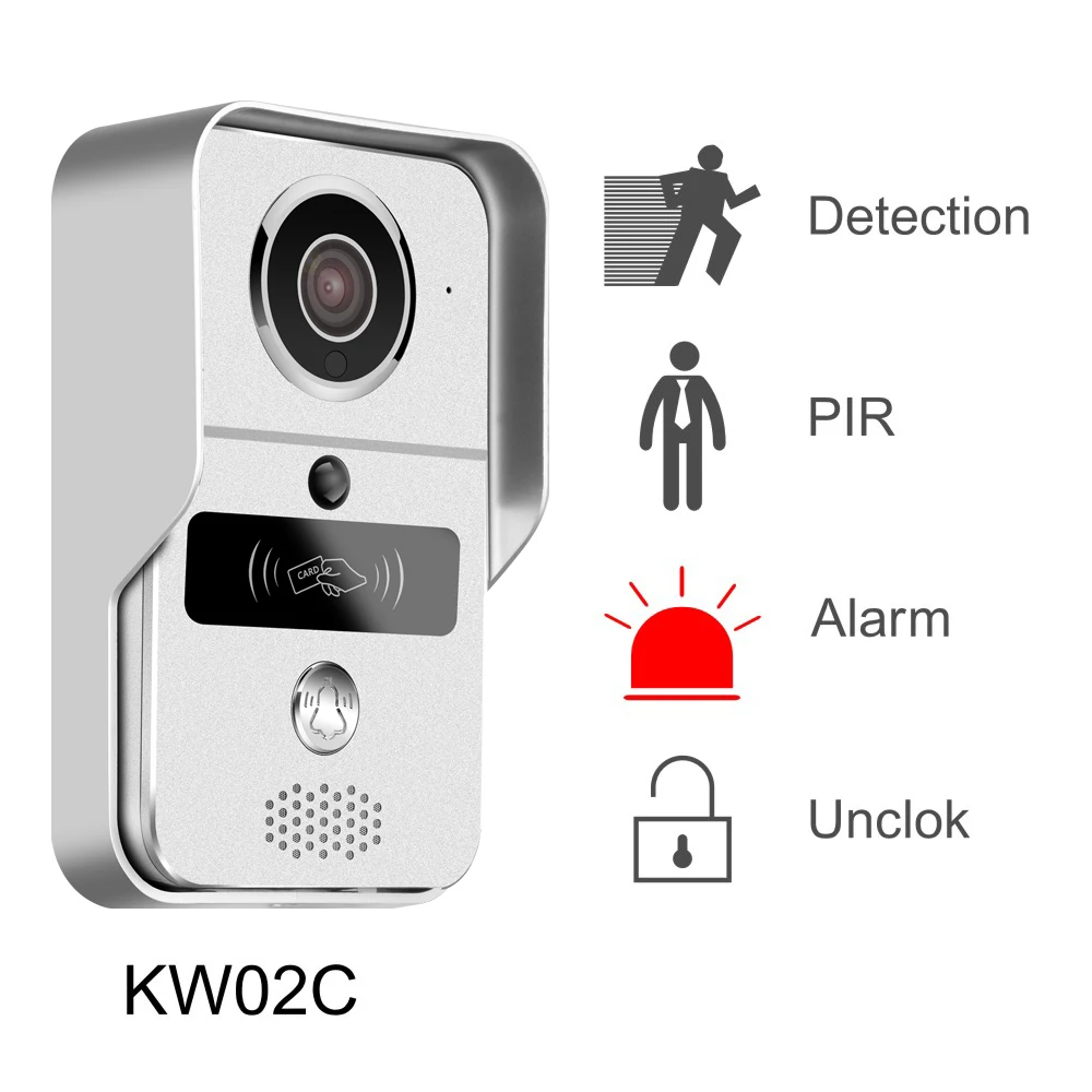 2018 KONX KW02C H.264 Смарт видео звонок с rfid карты дуплекс домофон поддерживает Micro SD ИК