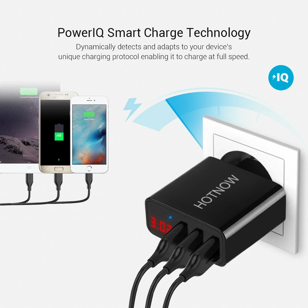 HOTNOW شاحن يو اس بي السفر LED عرض المحمولة الحائط مهايئ شاحن الاتحاد الأوروبي/الولايات المتحدة التوصيل شاحن الهاتف المحمول ل فون سامسونج xiaomi
