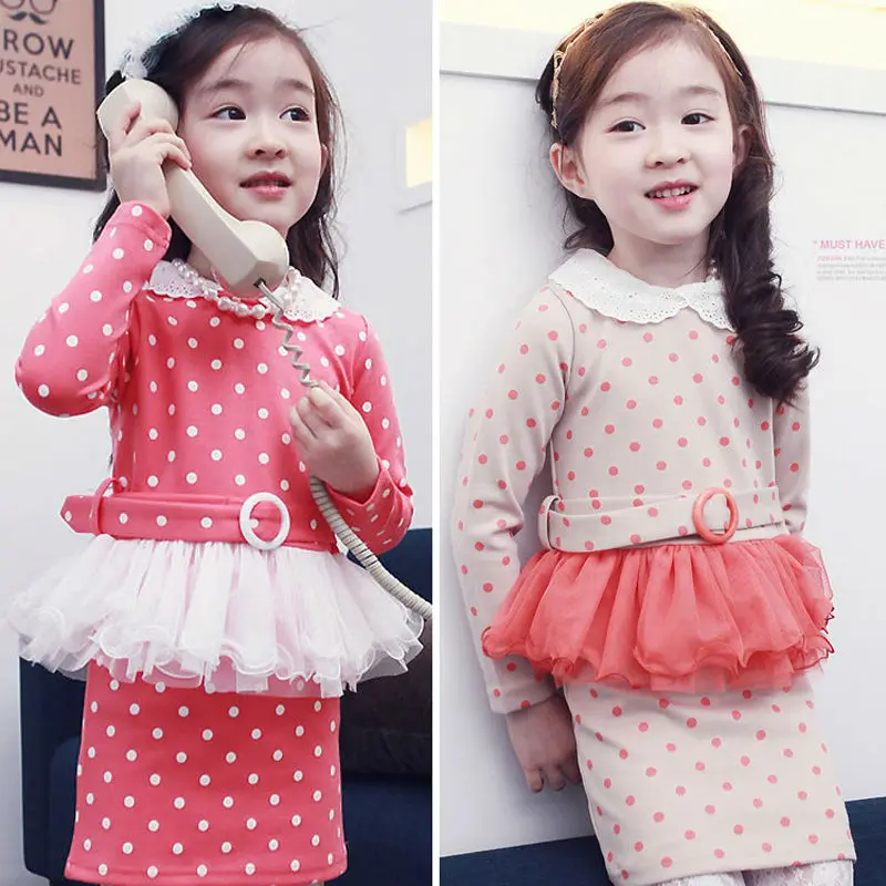 2017 Spring Cute Dresses For Teenage Girls Long Sleeve Dress Girl