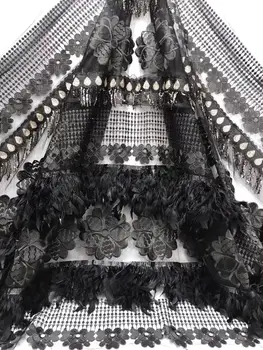 

nice looking feather embroidery tulle mesh lace fabric CiCi-8.6404 with good quality for party dress