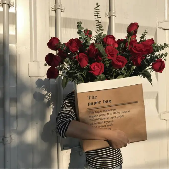 2pcs Kraft Flower Paper Bags Rose Packaging Box Valentine S Day