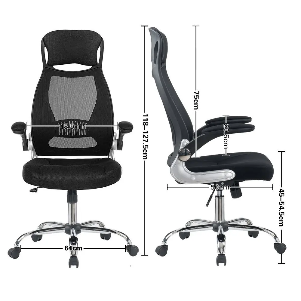 Chaise De Bureau Noir Pivotant Maille Ordinateur Chaise Ergonomique Dossier Haut Avec Accoudoir Pliable Tete Support Hauteur Reglable A35 Aliexpress
