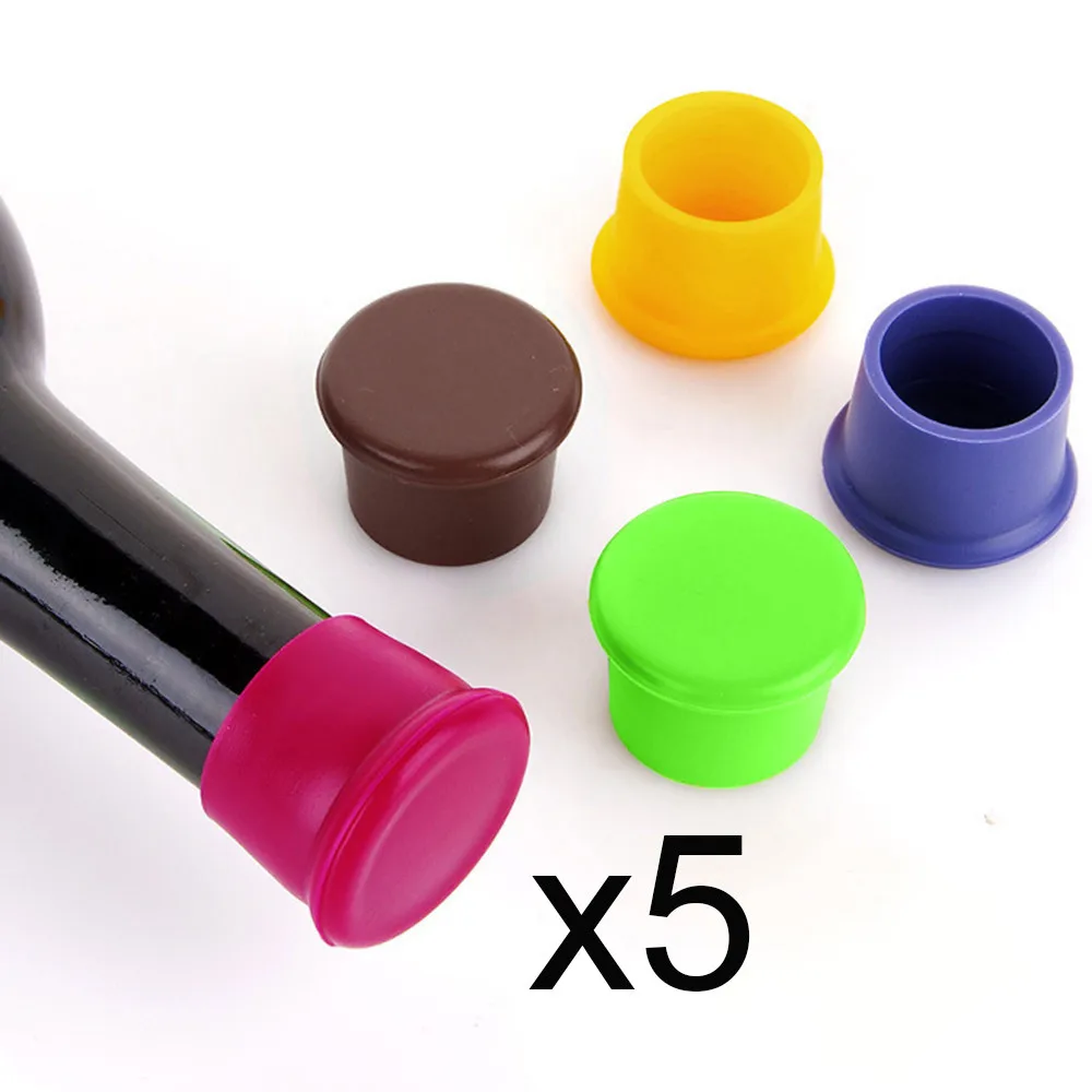 5Pc Reusable Silicone Wine Beer Top Bottle Caps Stopper Drink Savers Sealer Best New arrival