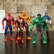 Superheroes Iron Man The Thing Hulk Captaib America Spiderman PVC Action Figures Toys 5pcs set HRFG398