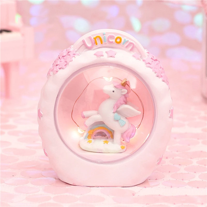 

LED Resin Unicorn Animal Cartoon Night Light Crafts Ornaments Home Decoration Luminaria Nursery Baby Kids Xmas Gift Lamp