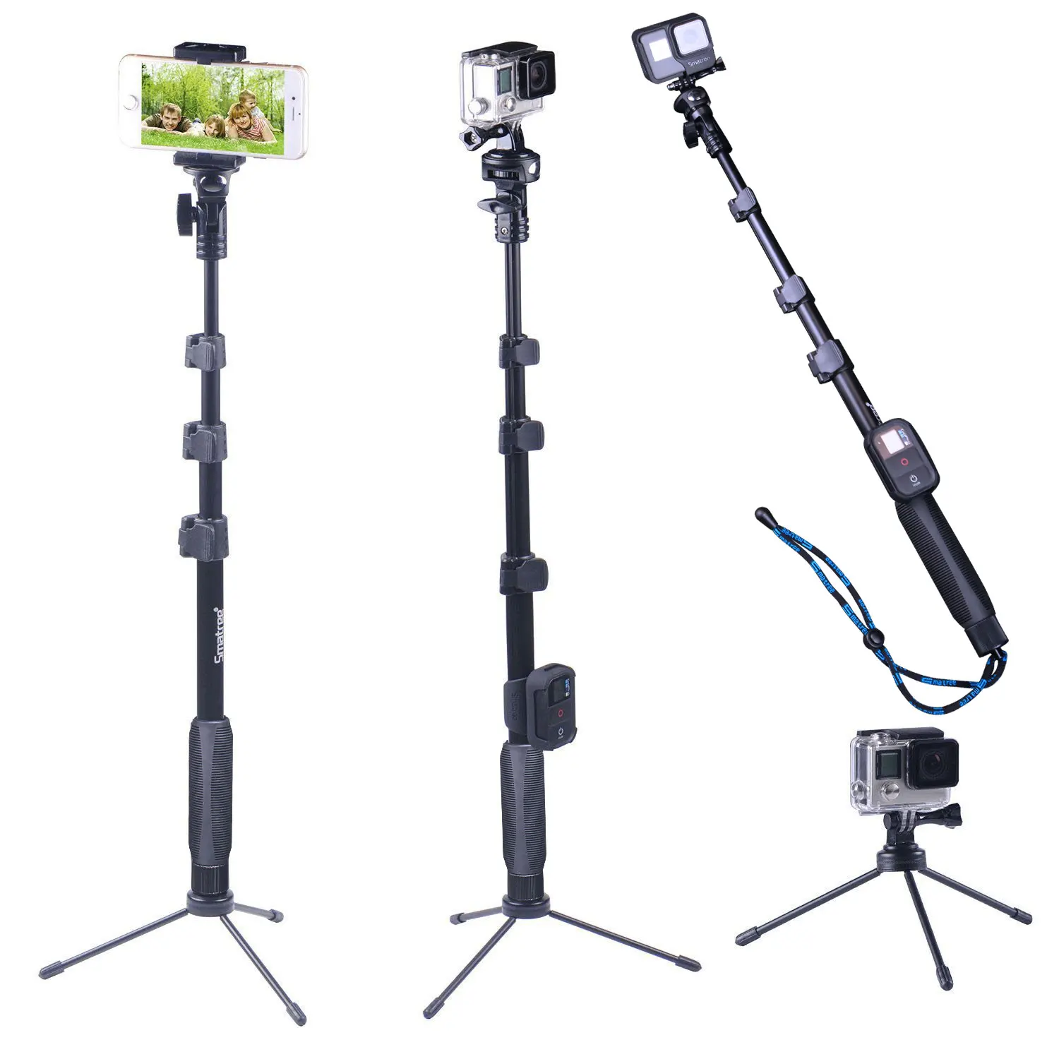 Smatree Y2 телескопический шест палка для селфи со штативом подставка GoPro Hero 8/7/6/5/4