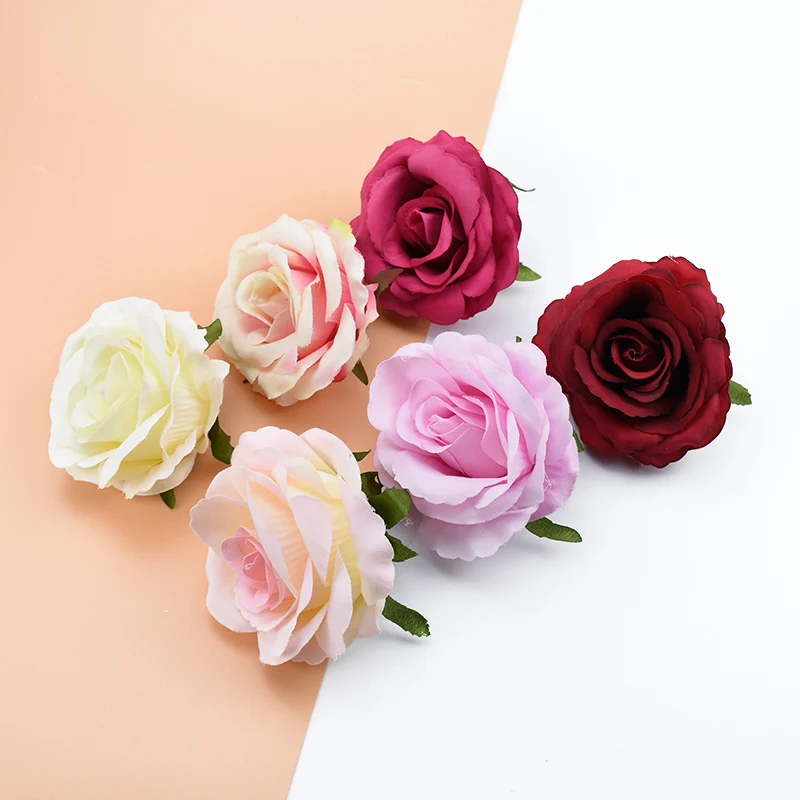 

5 Pieces silk roses Decorative flowers wreaths home decoration accessories scrapbooking wedding flower wall artificial flowers