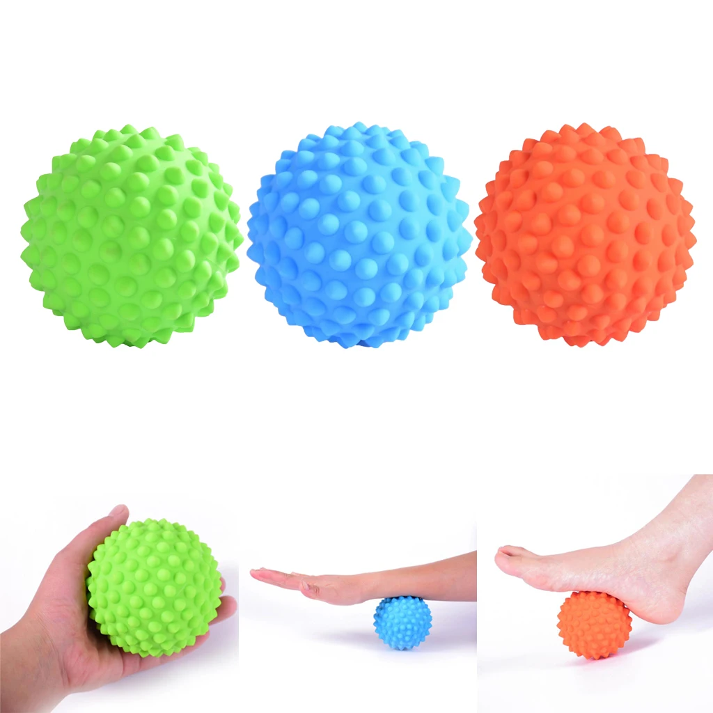 9cm Spiky Hard Massage Ball Roller Plantar Fasciitis Reflexology Body Stress Relief - Fatigue Relief - with a Bag