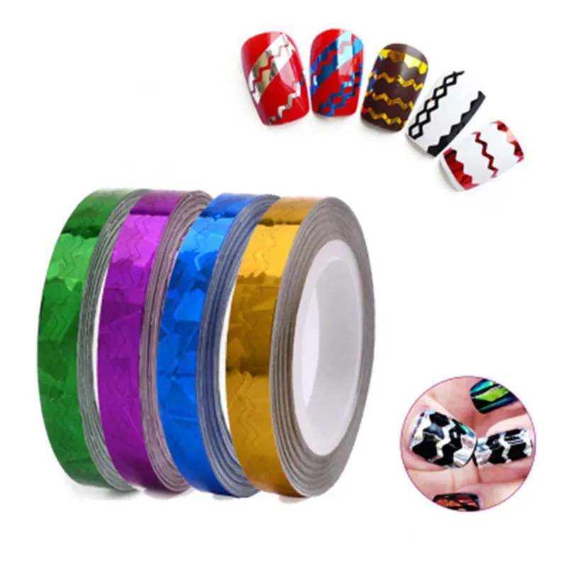 

ATOMUS Candy Color Wave Glass Decals Diy Nail Art Triping Tape 6mm Nail Striping Tape Line Sticker For Nail Decoration