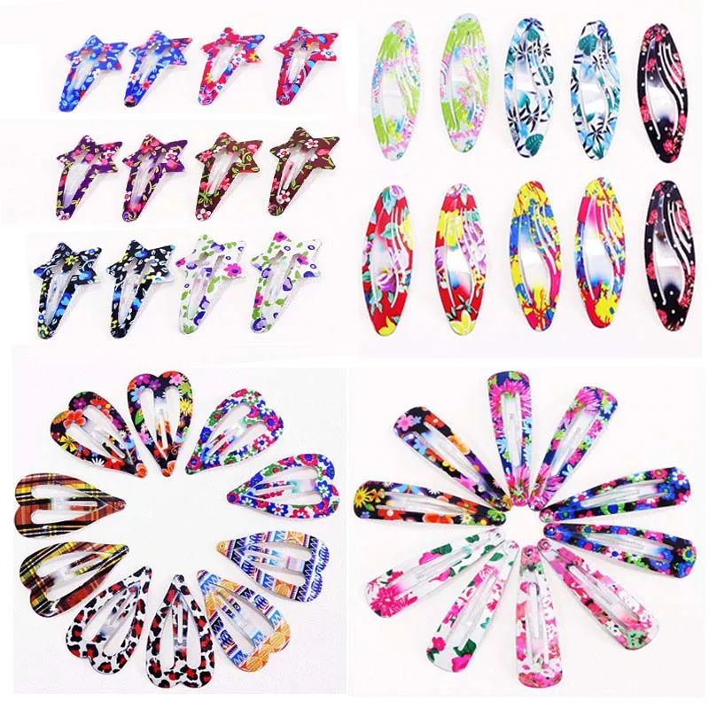 

Sale 10pcs 12pcs/Set Girls Colorful Flower Print Lovely Hair Clips For Women Hair Accessories