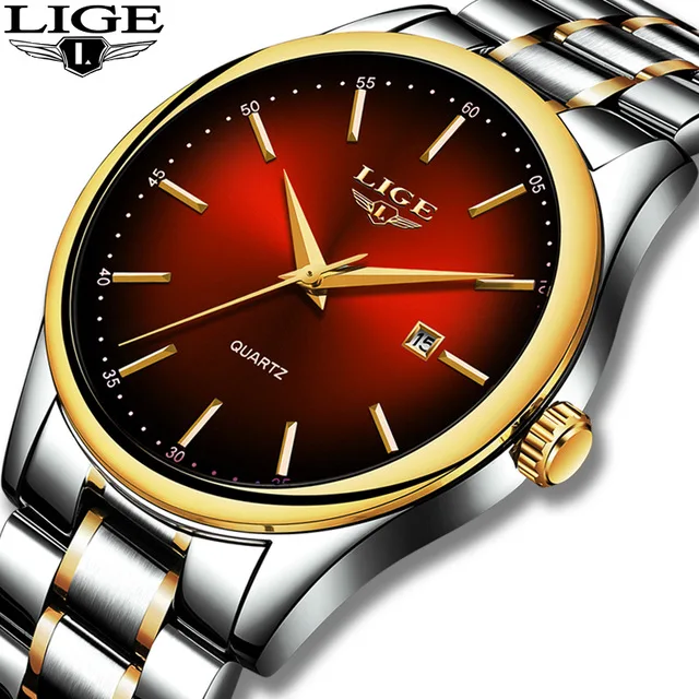 

LIGE Top Brand Luxury Watches Men Stainless Steel Waterproof Watch Sport Quartz Mens WristWatch Business Clock relogio masculino