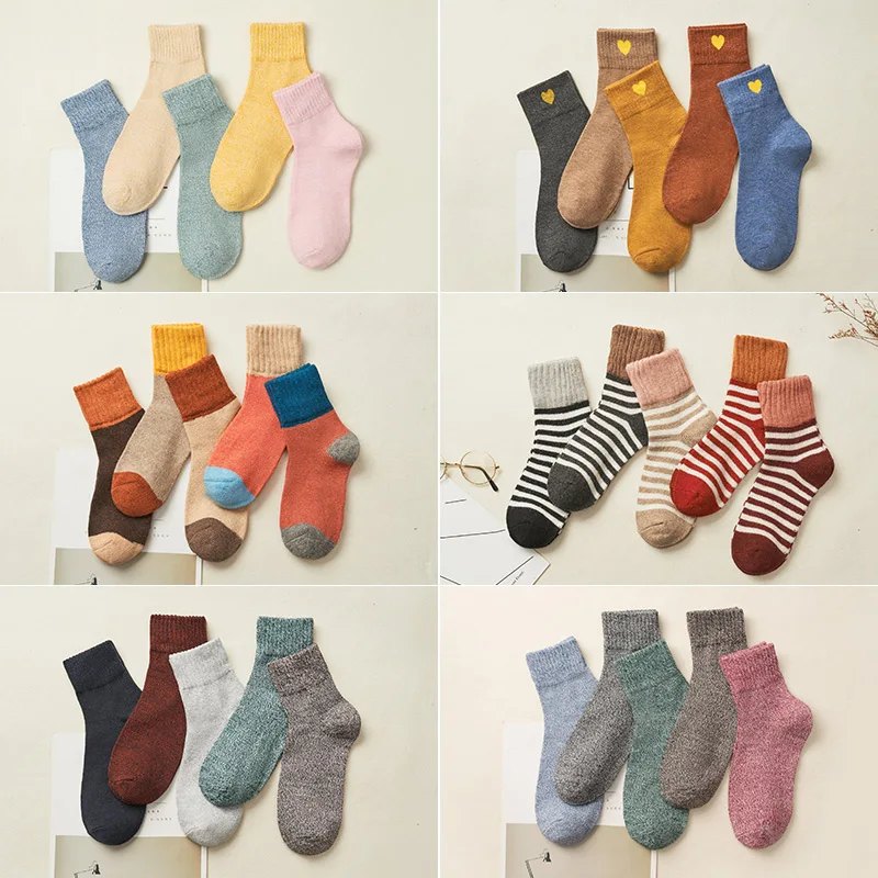 5 пар, новые милые носки Kawaii, женские и мужские хлопковые полосатые носки с сердечками, модные повседневные осенне-зимние носки для женщин и мужчин