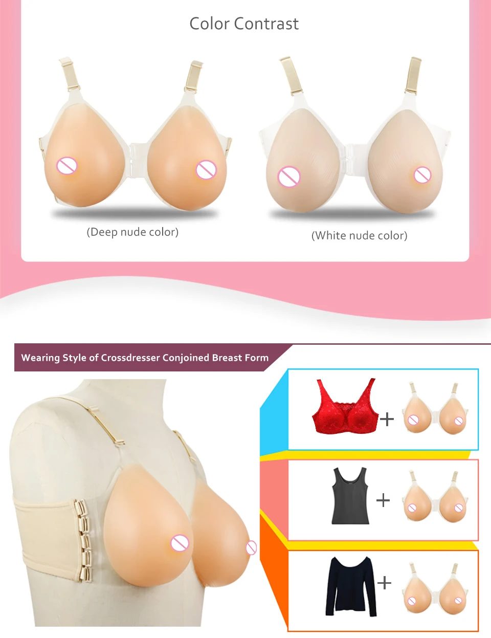 Komaynaly Waterdrop Silicone Breast Form Strap-on Nipple Boob Bust Enhancer for Mastectomy Small Breasts Girl Cross Dresser  (3)