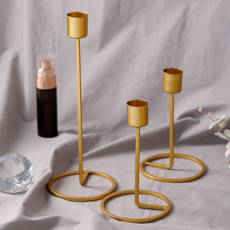 1xGold Single Head Iron Candlestick Candle Holder Dinner Wedding Decoration