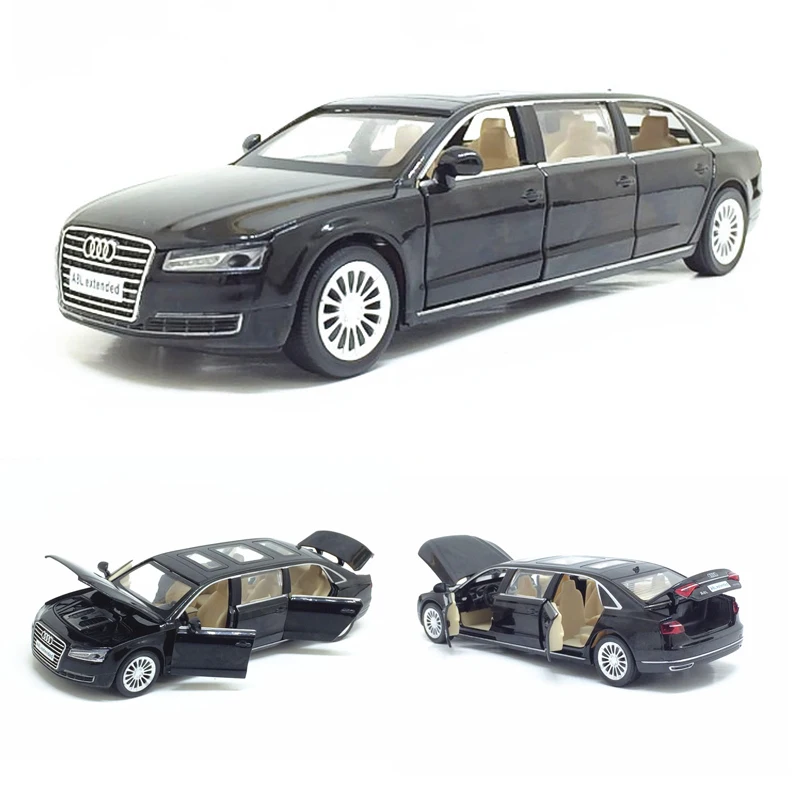 

1:32 Audi A8L Extended Alloy Car Model Metal Toy Vehicle Pull Back Flashing Music Diecast Car For Kids Toy Collection Gift