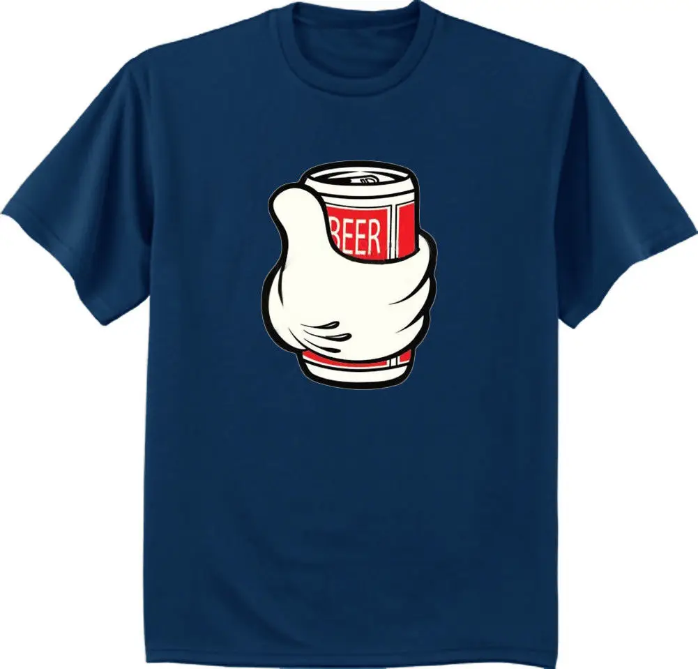 Big and tall t shirt funny beer can decal tee shirt for men navy blue