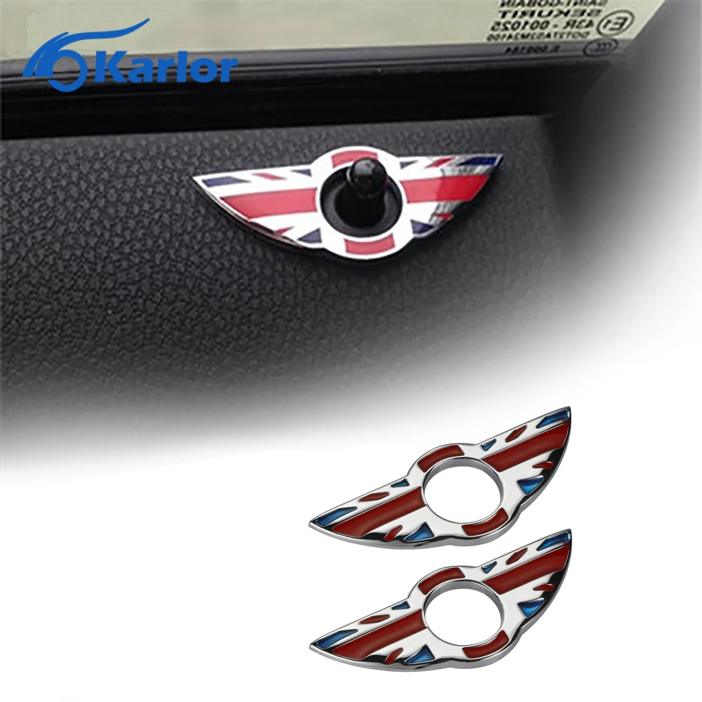 

2pcs/set for mini cooper interior window pin protect accessories Zinc Alloy sticker for mini one clubman R55 R56 R57 R58 R59