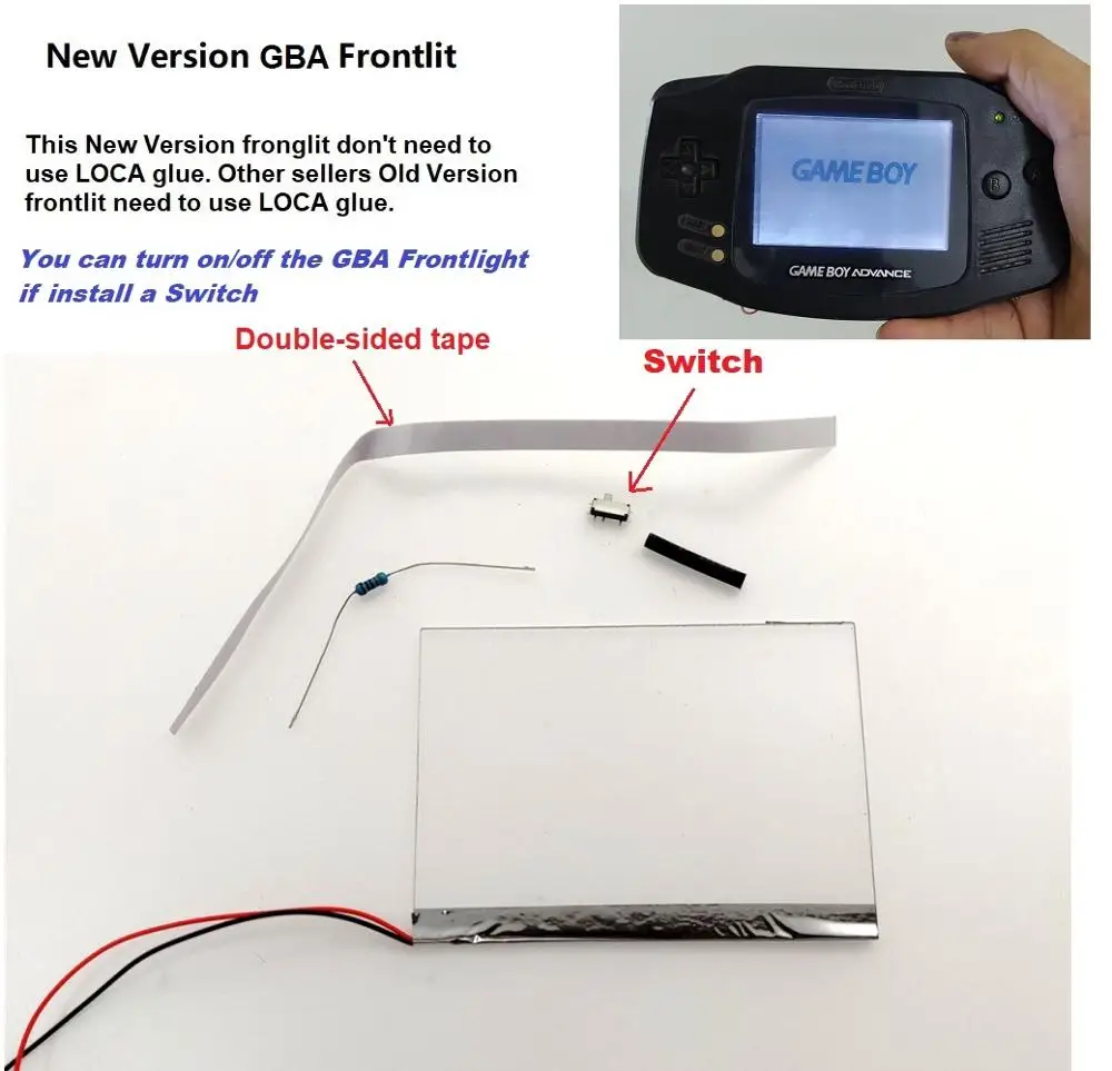 Новая версия передний светильник комплект для GameBoy Advance для GBA