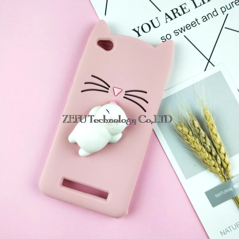 3D милый японский блестящий чехол с котом для Xiaomi Redmi 4A Red Rice 3 Hongmi 4i 4C Redmi Note 3 Note 4X Red Rise Pro Mi5 5S 5X Mi6 - Цвет: HuXu Pink Cat