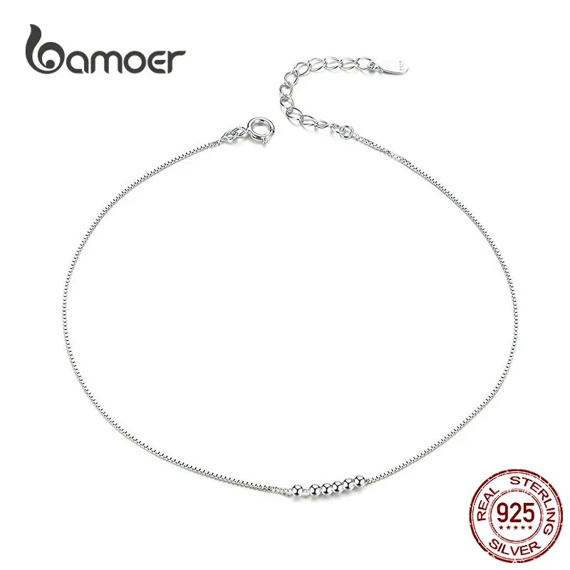 Silver Small Beads Anklets Women Beaded Summer Sterling Silver 925 Foot Jewelry Fashion Style Leg Bracelet SCT007 anklet bracelets silver anklets ankle chain