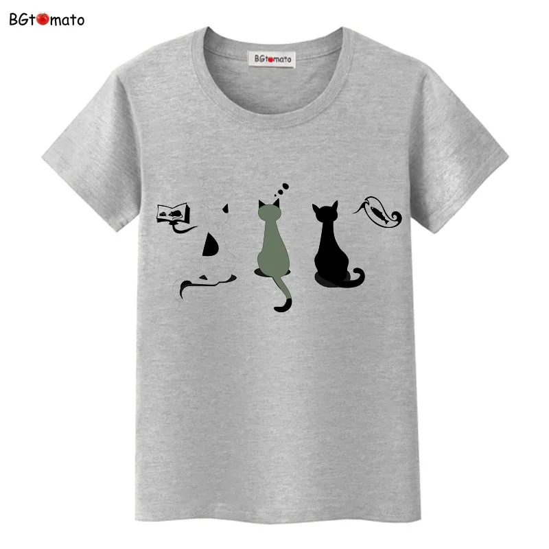 BGtomato lovely pets black cats cartoon t shirts woman's super fashion new shirts Brand good quality soft casual tops BGtomato lovely pets black cats cartoon t shirts woman's super fashion new shirts Brand good quality soft casual tops