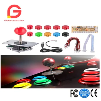 

Zero Delay Arcade Game DIY Kits 10x Push Buttons + Joystick + USB Encoder Board For Mame Jamma & Other PC Fighting Games AC930
