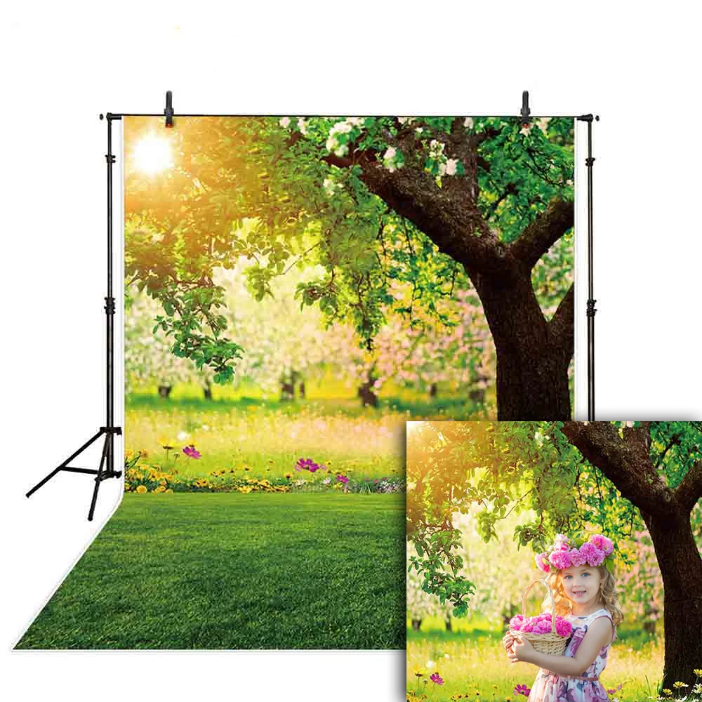 

Spring Background Photography Green Tree Sun Nature Easter Newborn Studio Photo Shoots Backdrops Photocall Photophone LV-1817